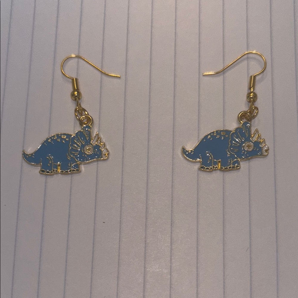 Blue Dinosaur Earrings for Kids
